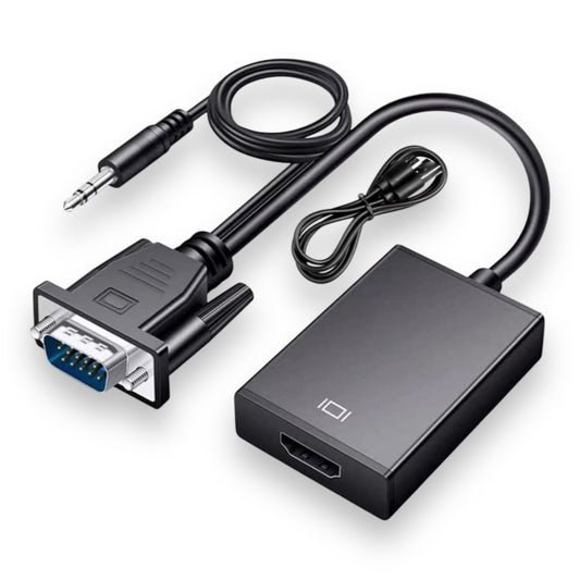 Adaptador VGA Macho a HDMI Hembra con Audio 20CM - 1080P