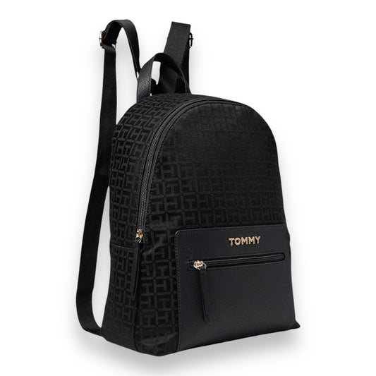 Tommy Hilfiger Alexis II Mochila Smalldome Cuadrado Monograma Jacquard Negro Tonal Talla Única